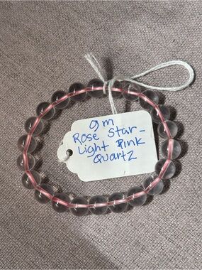 Light Pink Rose Quartz Beaded Bracelet